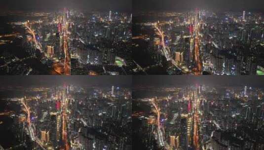 深圳罗湖区深南大道夜景航拍高清在线视频素材下载