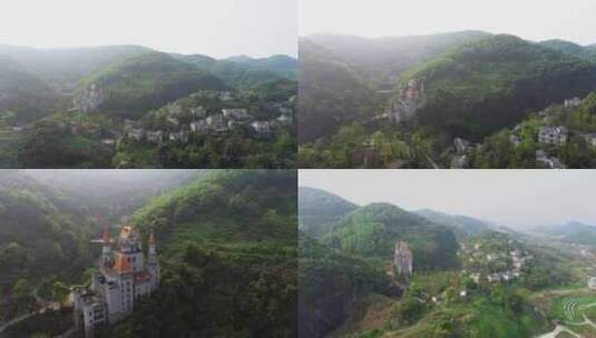 重庆废弃古堡远景航拍4K高清在线视频素材下载
