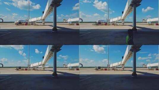 蓝天白云机场延时高清在线视频素材下载