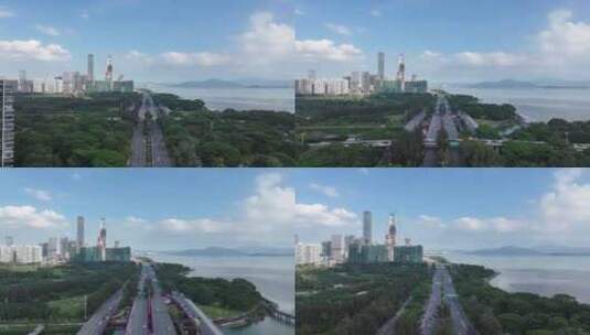 深圳湾CBD航拍高清在线视频素材下载