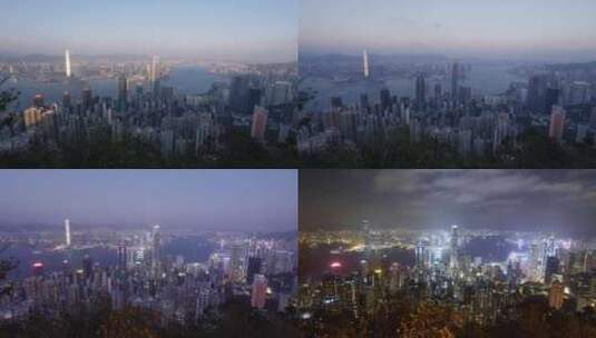 香港白天到黑夜延时高清在线视频素材下载