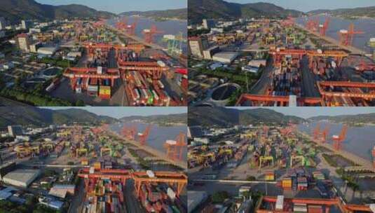 航拍福州青洲集装箱码头高清在线视频素材下载