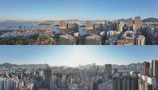 香港油麻地清晨航拍高清在线视频素材下载