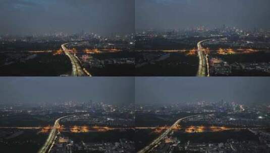 广州华南快速路夜景航拍高清在线视频素材下载