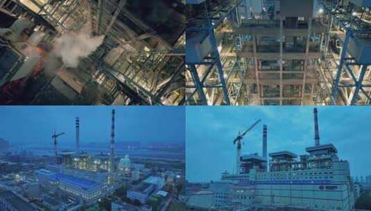 发电厂机组天津杨柳青热电厂夜景新能源煤炭高清在线视频素材下载