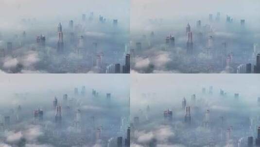 上海浦西世茂明天广场CBD云雾高清在线视频素材下载