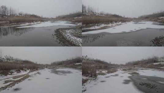 乡村雪景航拍高清在线视频素材下载