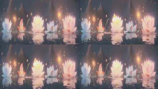 古典中国风荷花池塘荷叶莲花背景视频8K高清在线视频素材下载