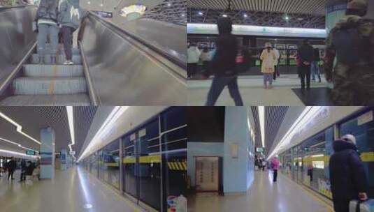 上海城市地铁乘客人流视频素材高清在线视频素材下载