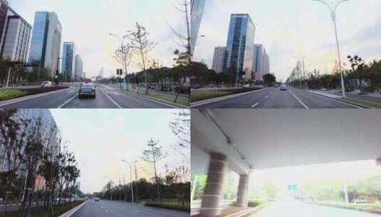 城市马路行驶的汽车空镜头高清在线视频素材下载