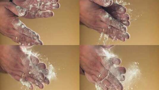 厨师拍掉手上的面粉高清在线视频素材下载