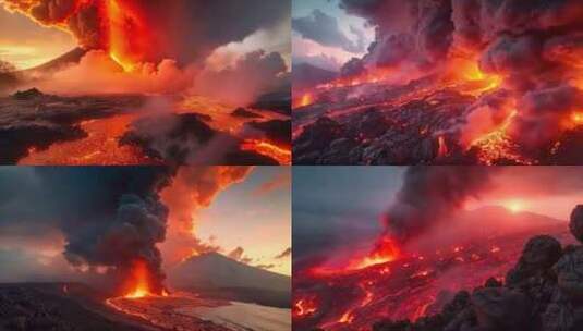 末日活火山爆发喷发岩浆自然灾害素材原创动高清在线视频素材下载