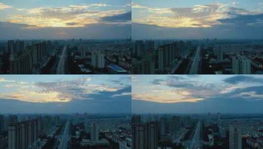 枣庄新城光明路无人机延时空中摄影高清在线视频素材下载