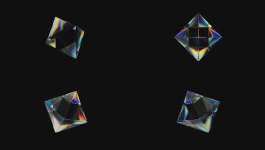 具有色散效果的3d透明旋转光泽几何物体彩高清在线视频素材下载