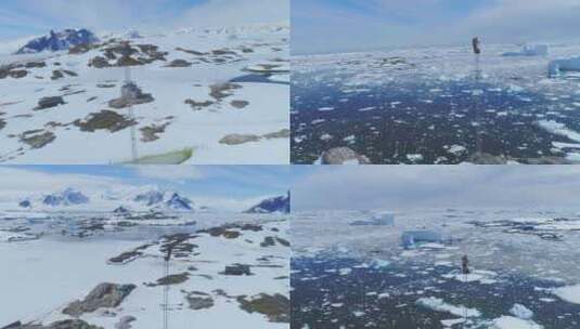 南极洲天线顶部的电信塔工作人员跟踪视图高清在线视频素材下载