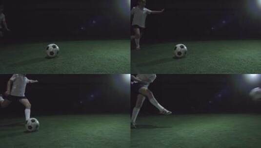 足球运动员踢足球慢动作高清在线视频素材下载