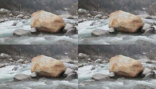 河流中的巨石高清在线视频素材下载