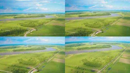 中国辽宁沈阳辽河湿地航拍高清在线视频素材下载