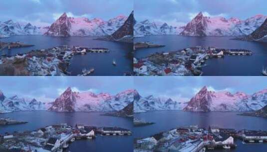 挪威洛弗敦群岛日落时分景色高清在线视频素材下载