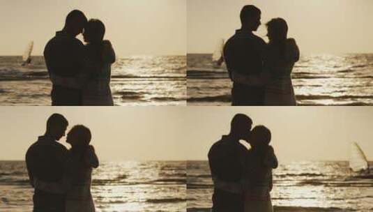 海边情侣接吻高清在线视频素材下载