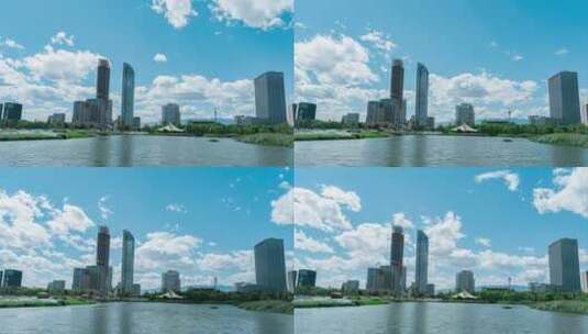 4K宁夏银川市双子塔延时摄影高清在线视频素材下载