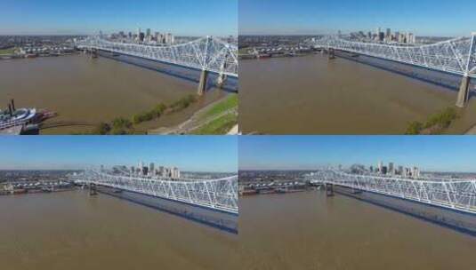 新月城大桥的航拍照片高清在线视频素材下载