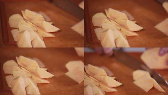 红薯削皮裹淀粉高清在线视频素材下载