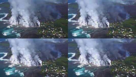 夏威夷基拉韦厄火山浓烟滚滚视频高清在线视频素材下载