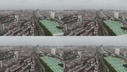 上海南站火车站钢框架结构屋面高清在线视频素材下载