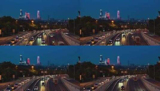 南宁繁忙的道路城市街景夜景高清在线视频素材下载