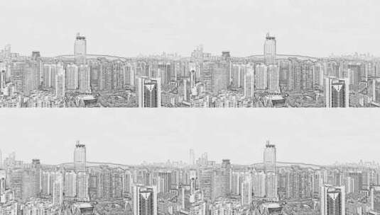 素描漫画效果南宁城市风光高清在线视频素材下载