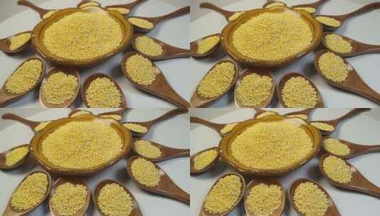 五谷杂粮小米黄金米黄米高清在线视频素材下载