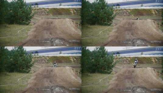 越野摩托车手降落在泥土上高清在线视频素材下载