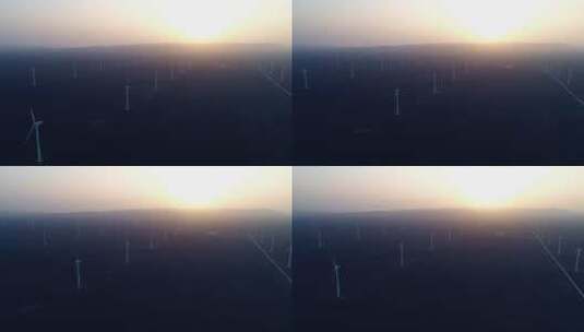 中国西部吐鲁番风力发电场高清在线视频素材下载