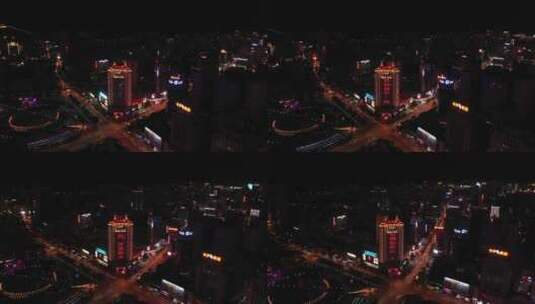 青海西宁 王府井 夜景 城市航拍高清在线视频素材下载