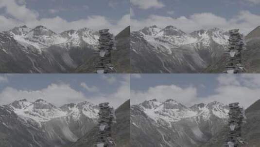藏区雪山玛尼堆延时高清在线视频素材下载