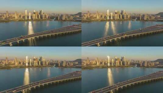 深圳前海CBD顺光航拍高清在线视频素材下载
