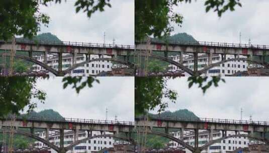 瑶里古镇的高架桥高清在线视频素材下载