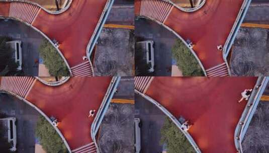 俯拍城市人行天桥高清在线视频素材下载
