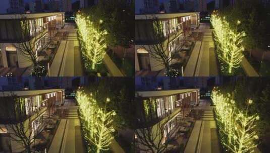 航拍武汉步行街夜景高清在线视频素材下载