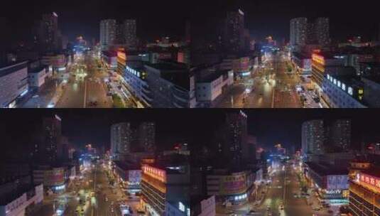 燃放焰火的节日城市街道夜景4K高清在线视频素材下载