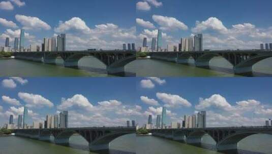 湘江风光带(橘子洲大桥-国金中心)4高清在线视频素材下载