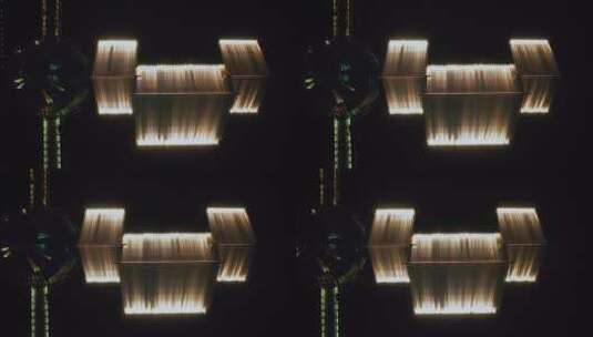 航拍上海松江广富林遗址建筑灯光夜景高清在线视频素材下载