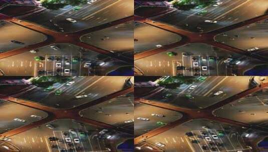 航拍城市人行高架桥竖屏高清在线视频素材下载