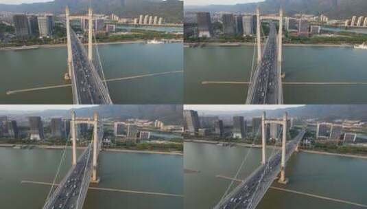 福建福州鼓山大桥公路交通车流航拍高清在线视频素材下载