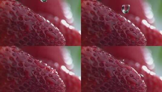 水滴在草莓上的极端慢镜头高清在线视频素材下载