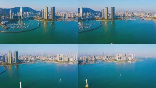 深圳南山蛇口海上世界游艇会航拍环绕高清在线视频素材下载