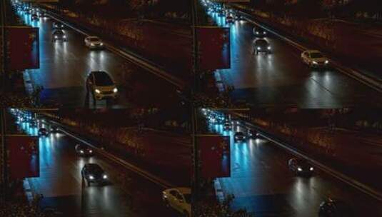 湖南长沙城市交通车流夜景实拍素材高清在线视频素材下载