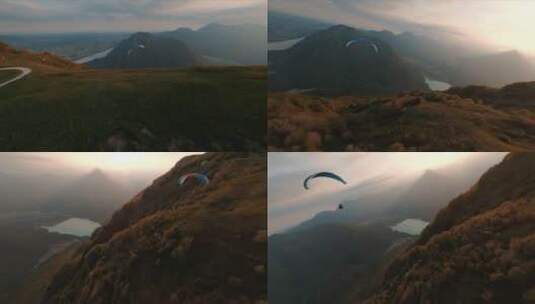 穿越机FPV跟拍滑翔伞高清在线视频素材下载