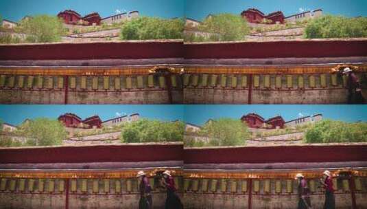 西藏拉萨布达拉宫藏族朝拜人文实拍高清在线视频素材下载